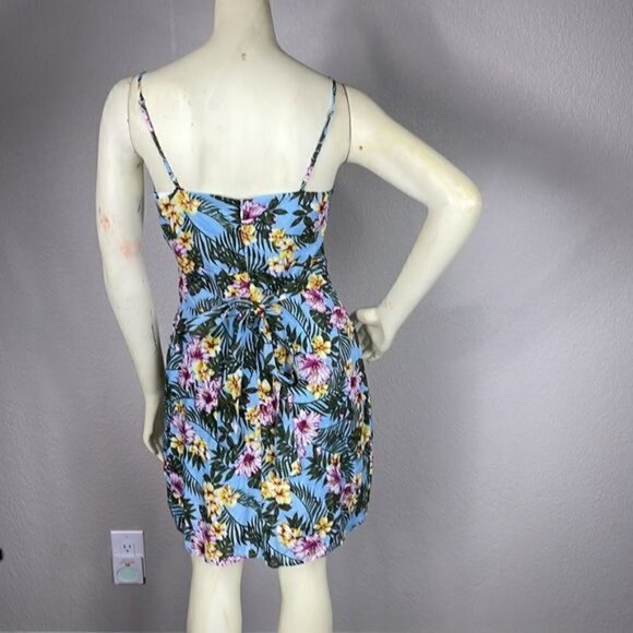NWT JOA Tropical Print Mini Dress Sleeveless Faux Wrap Floral Hibiscus Sz S - Picture 4 of 14